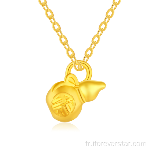 Collier de pendentif coeur en or pure 24k